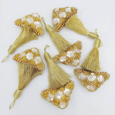 Light Gold Bead and Sequins Tassels Latkan, Indian Latkans, Blouse Latkan